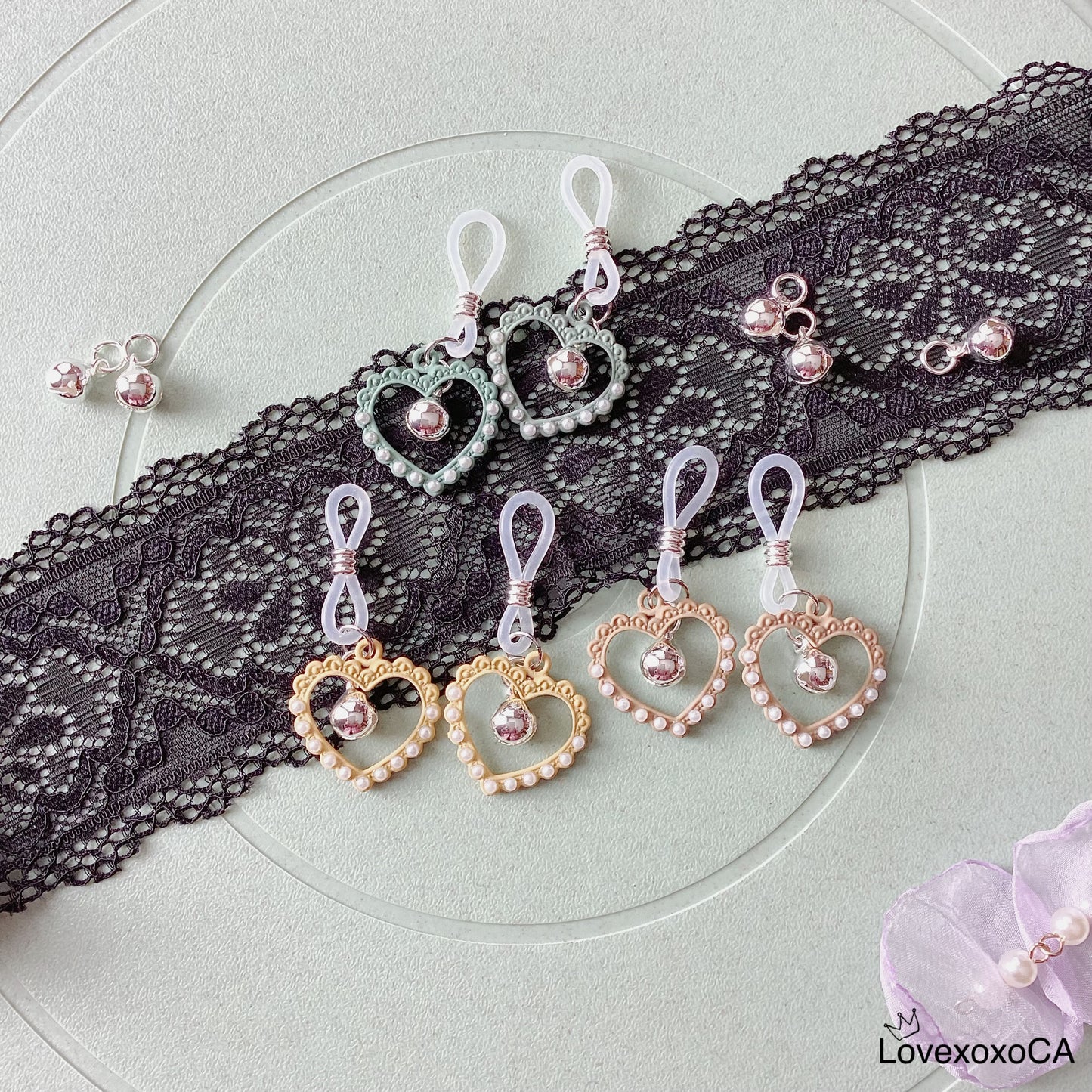 Heart with Bell  Nipple Rings