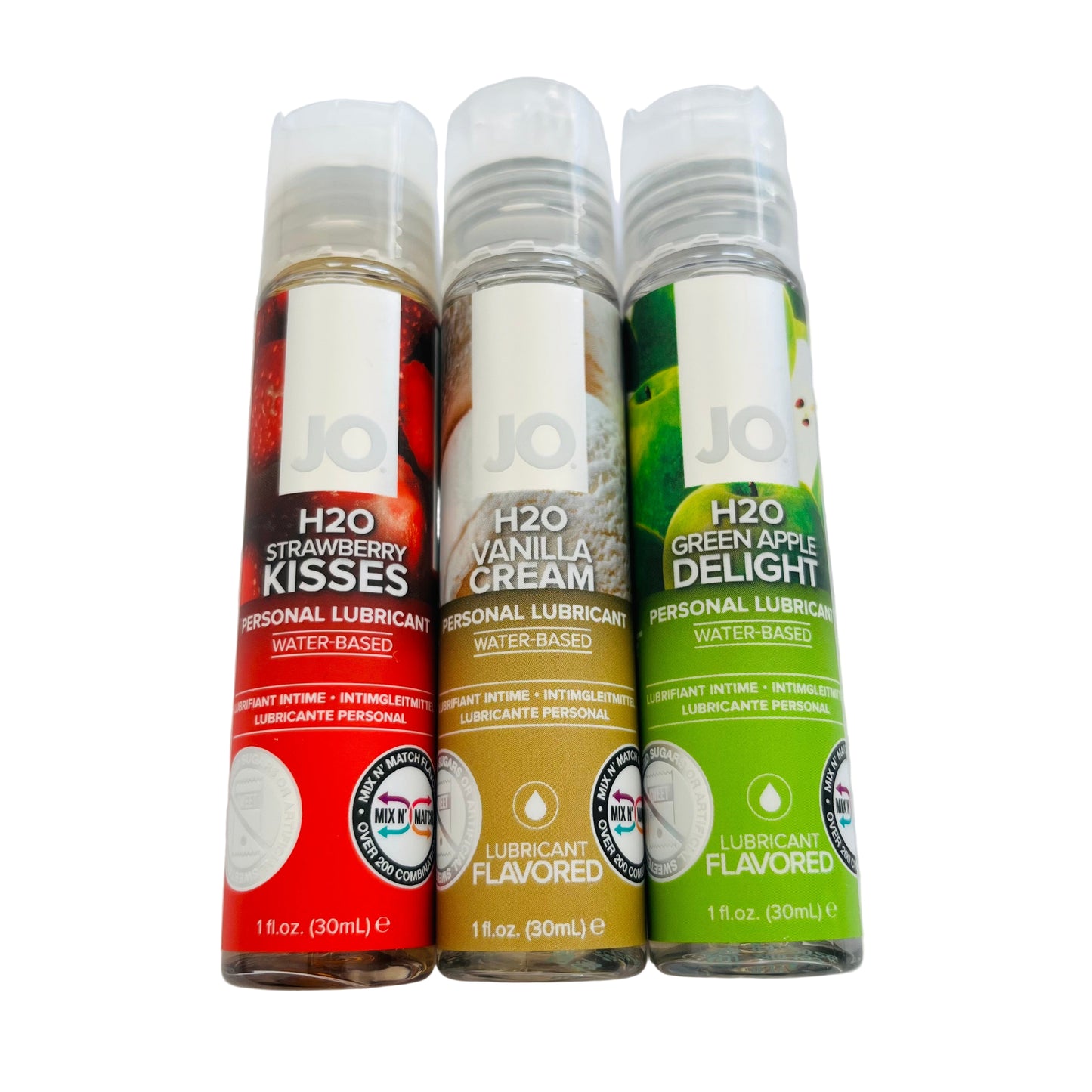 JO H2O Flavored Lube 3-Pack – Strawberry, Vanilla & Green Apple Travel Tubes