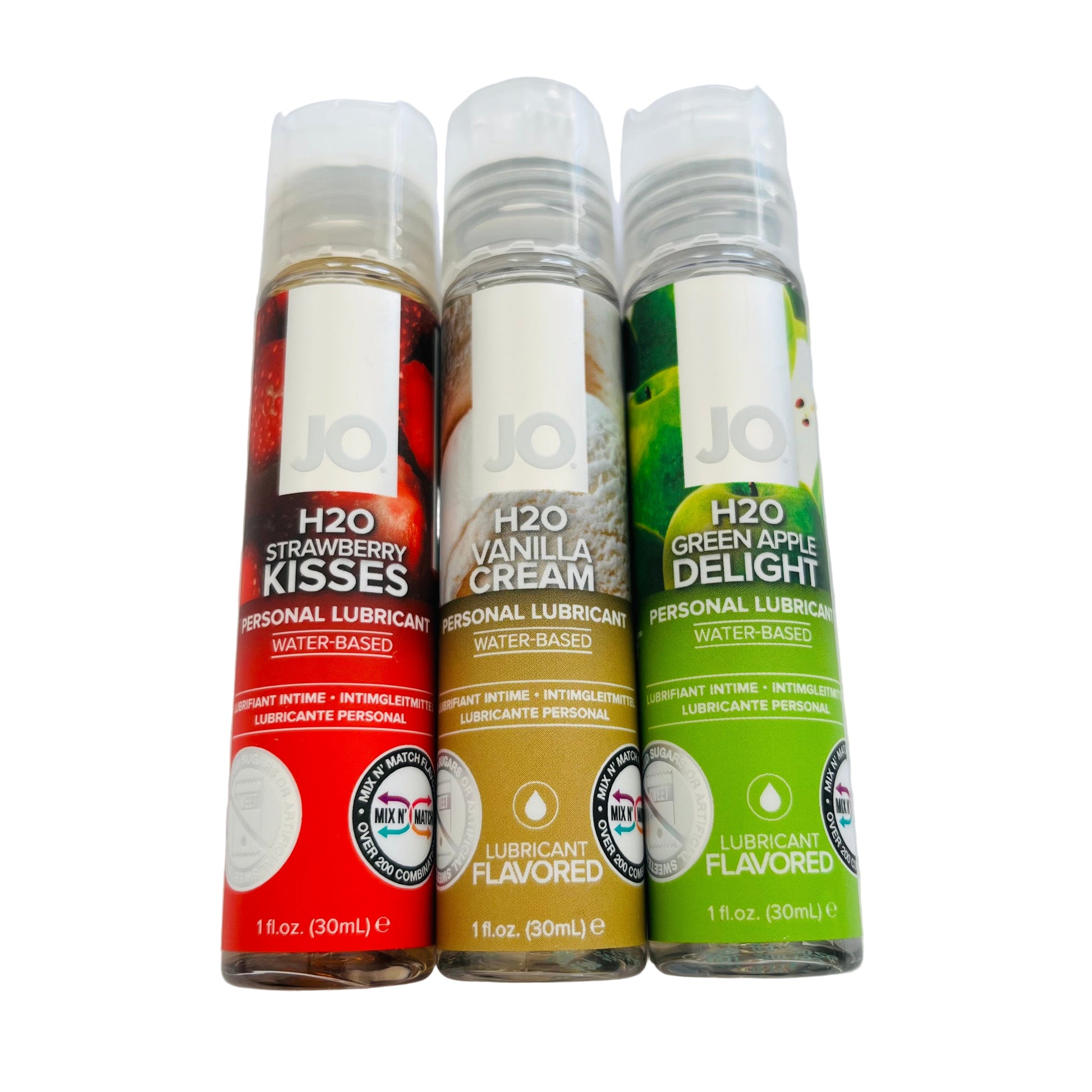 JO H2O Flavored Lube 3-Pack – Strawberry, Vanilla & Green Apple Travel Tubes