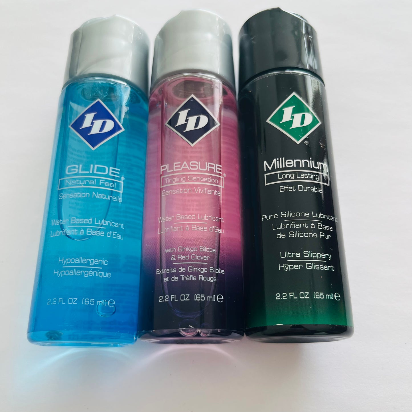 ID Lubricants 3-Pack – Glide, Pleasure & Millennium Travel Set (3 x 2.2 oz)