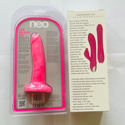 Bundle:Adam & Eve Clit Tickling Rabbit Vibe  & Neo 6 Inch Dual Density Cock -Pink