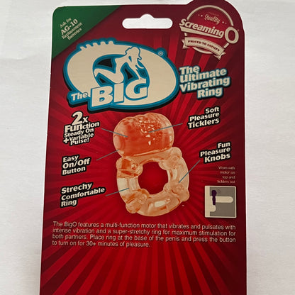 Product packaging for 'The Big O' vibrating ring on a white background