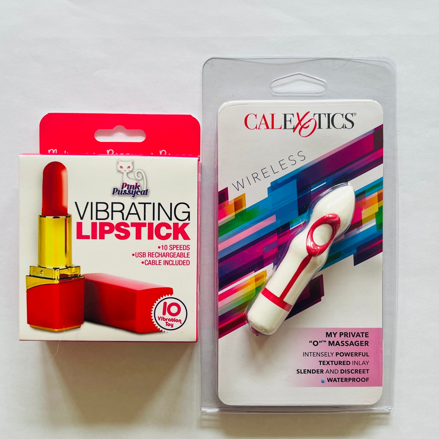Bundle:CalExotics My Private O  & Pink Pussycat Rechargeable Lipstick Vibvator Red