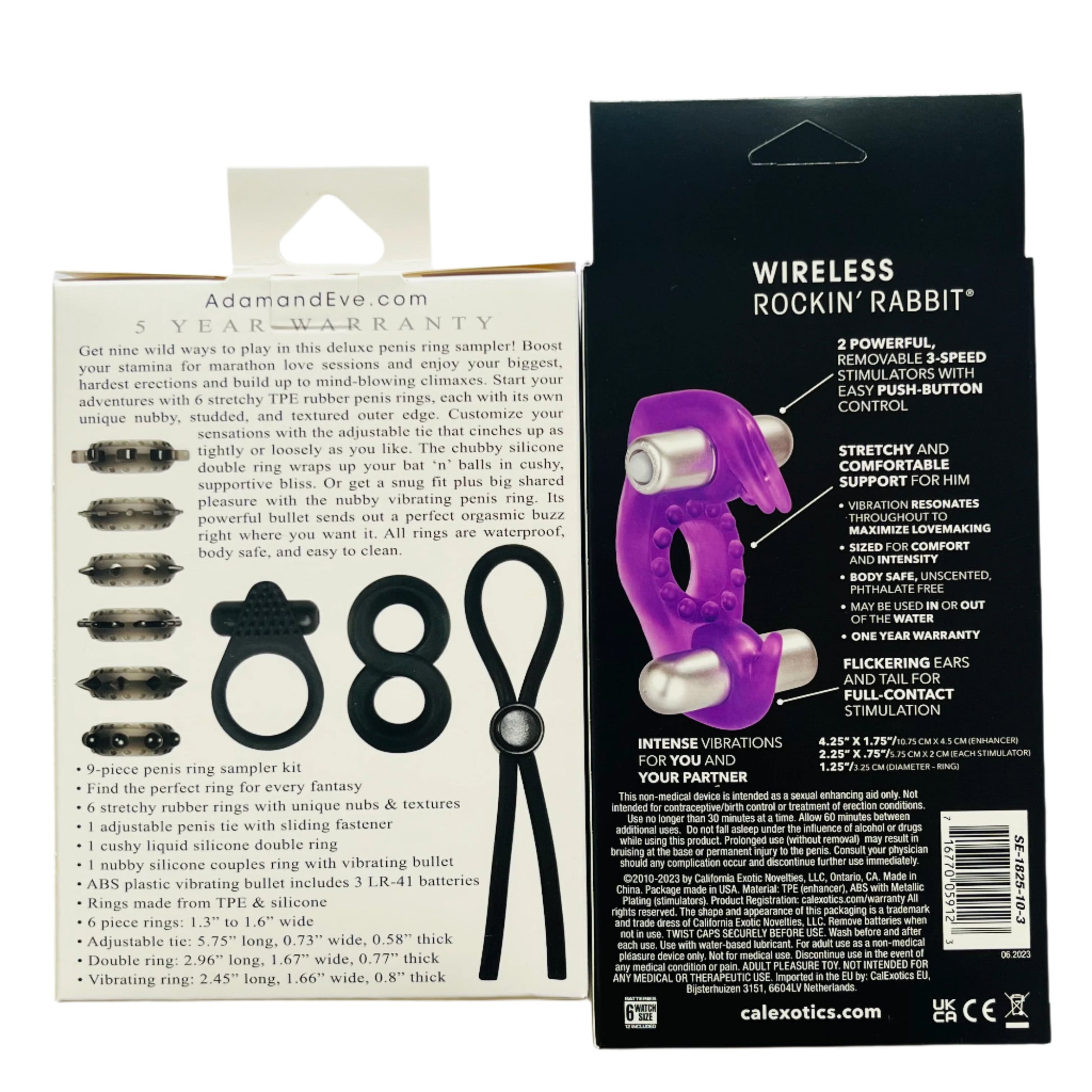ouples Pleasure Bundle with Adam & Eve Penis Ring Set and Rockin’ Rabbit Vibrating Ring