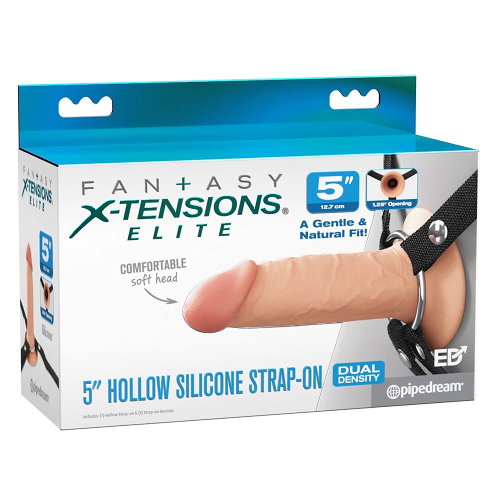 Pipedream Fantasy X-Tensions Elite 5-inch Hollow Strap-On with silicone dildo and adjustable harness