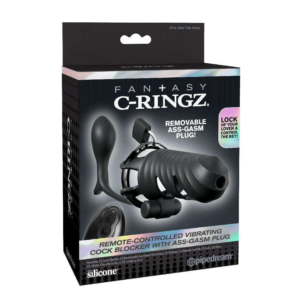 Vibrating Cock Blocker with Ass-Gasm Plug