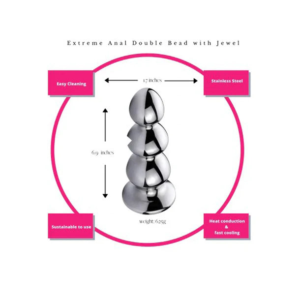 Extreme Anal Triple Bead | XL Stainless Steel Plug
