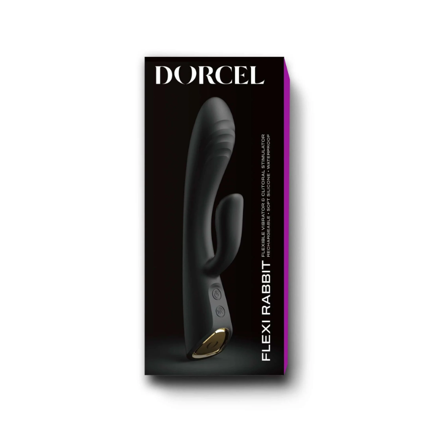 Dorcel Flexi Rabbit Warming Vibrator shown bent to emphasize flexibility