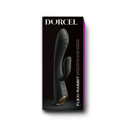 Dorcel Flexi Rabbit Warming Vibrator shown bent to emphasize flexibility