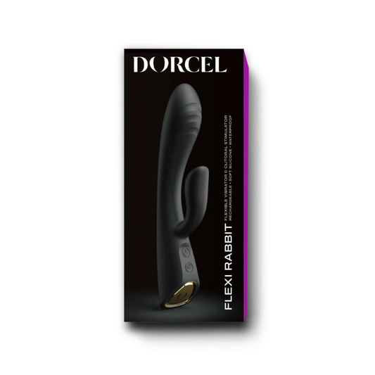 Dorcel Flexi Rabbit Warming Vibrator shown bent to emphasize flexibility