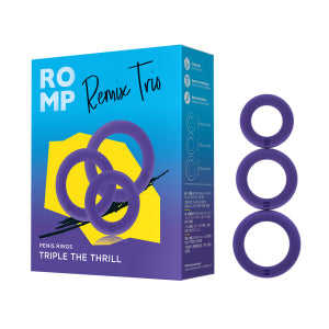 ROMP Remix Trio set of 3 silicone cock rings in different sizes and textures
