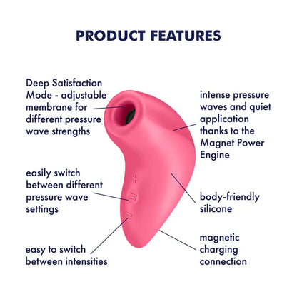 Satisfyer Magnetic Deep Pulse suction vibrator with Air Pulse technology, waterproof and USB rechargeable