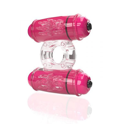 Screaming O 4B Double Wammy vibrating cock ring – clear stretchy ring with dual motors, waterproof and beginner-friendly couples toy.