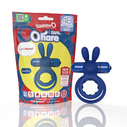 Screaming O 4B Ohare vibrating rabbit cock ring in kiwi green with flexible ears
