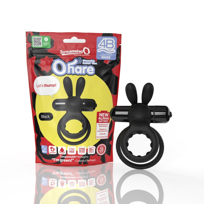 Screaming O 4B Ohare vibrating rabbit cock ring in kiwi green with flexible ears
