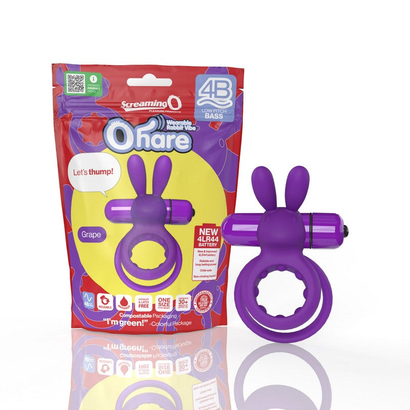Screaming O 4B Ohare vibrating rabbit cock ring in kiwi green with flexible ears
