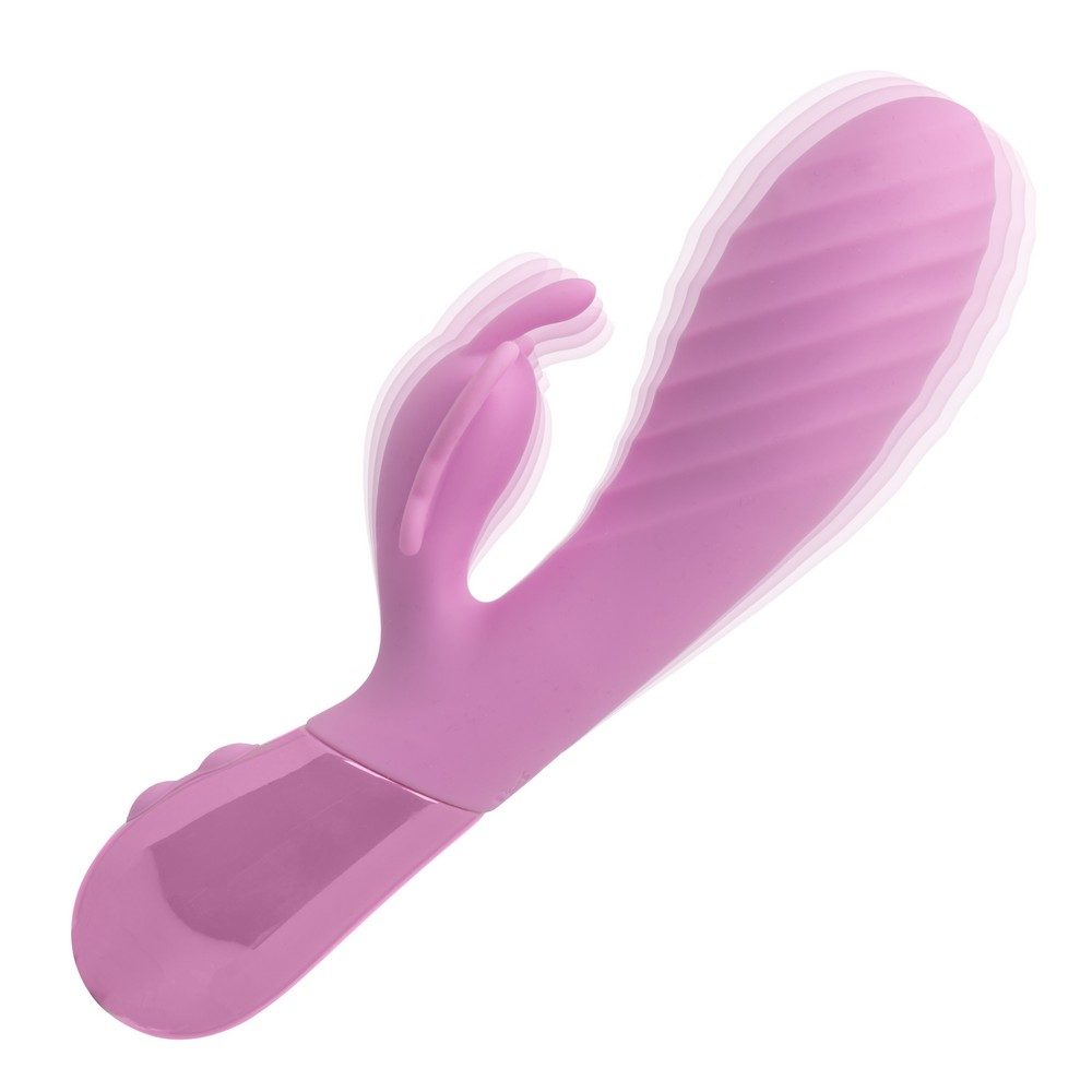 CalExotics Aura Dual Flutter – dual-motor rippled silicone vibrator with fluttering butterfly clitoral stimulator, waterproof and rechargeable