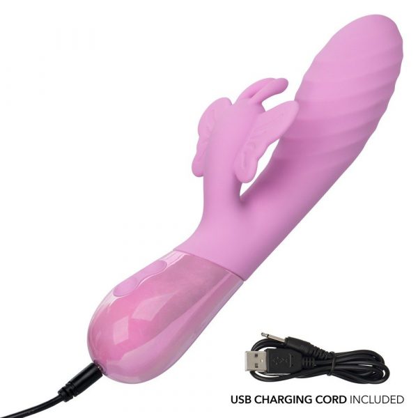 CalExotics Aura Dual Flutter – dual-motor rippled silicone vibrator with fluttering butterfly clitoral stimulator, waterproof and rechargeable