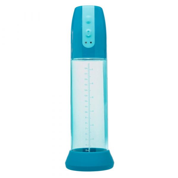 CalExotics Optimum Series Rechargeable Advanced Waterproof Pump – automatic suction penis pump with silicone donut and clear measurement cylinder