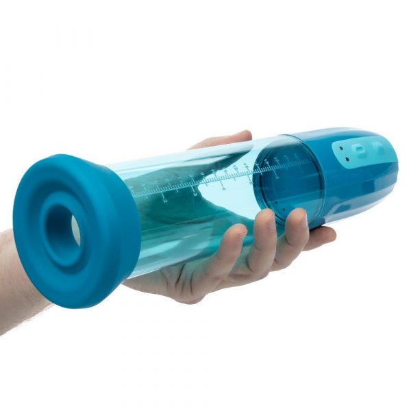 CalExotics Optimum Series Rechargeable Advanced Waterproof Pump – automatic suction penis pump with silicone donut and clear measurement cylinder