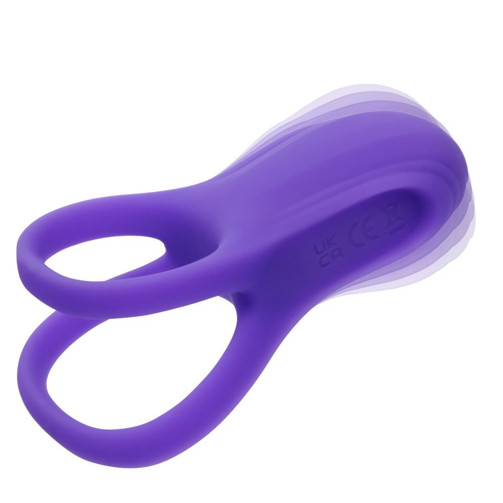 CalExotics Basic Essentials Rechargeable Dual Support Ring – silicone vibrating couples ring with dual support and waterproof rechargeable design