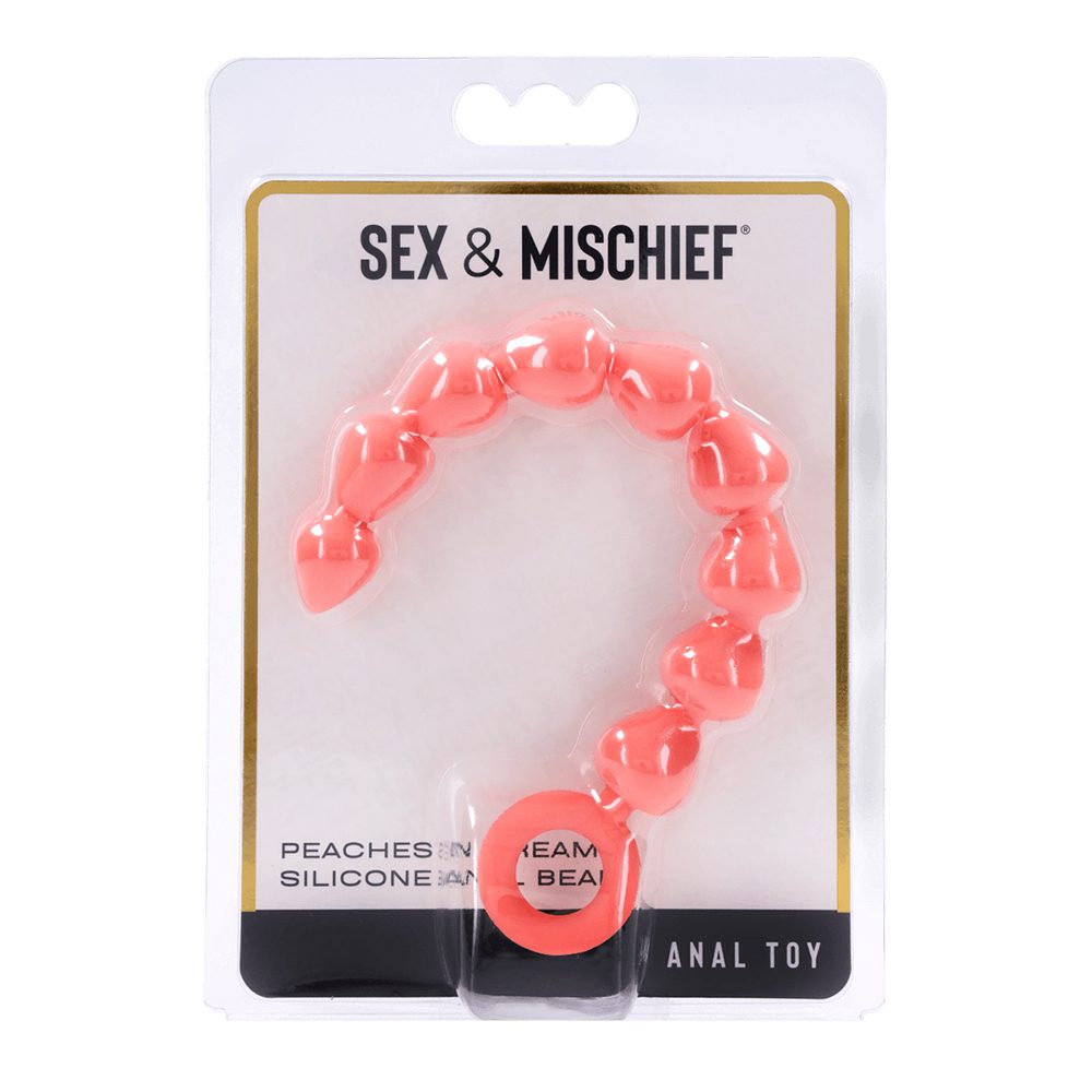 Sportsheets Peaches ’n CreaMe silicone anal beads with ergonomic ring handle