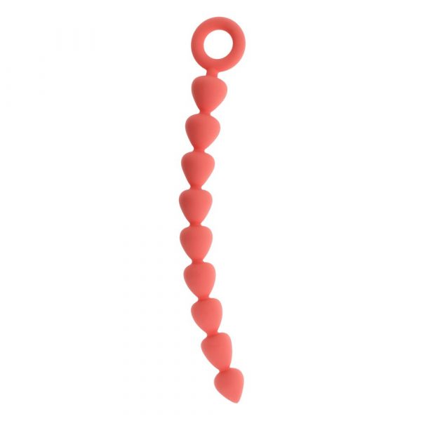Sportsheets Peaches ’n CreaMe silicone anal beads with ergonomic ring handle