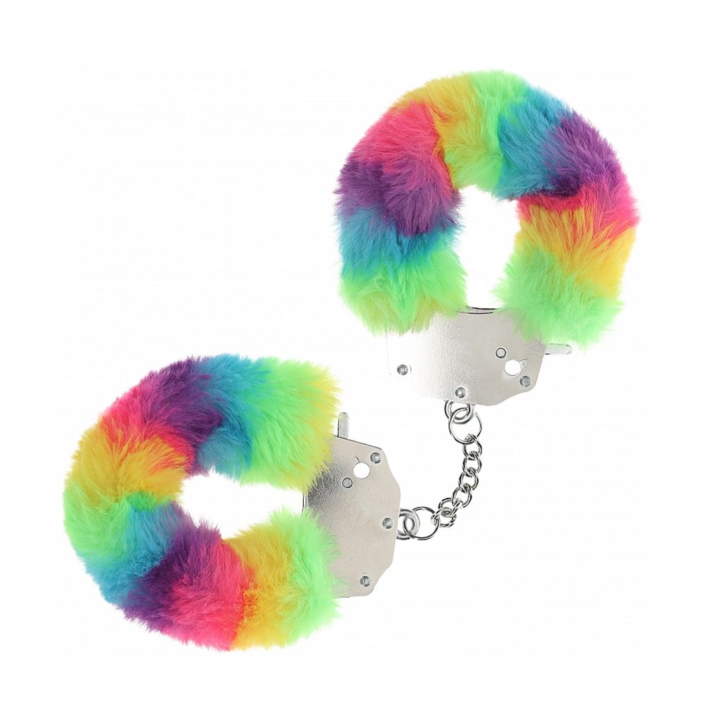 Shots Ouch! Heavy-Duty Fluffy metal handcuffs with soft faux fur and keys for bondage play