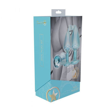 Shots Paris Collection Blue Anal Plug Set – 3 Sizes with Jewel Bases
