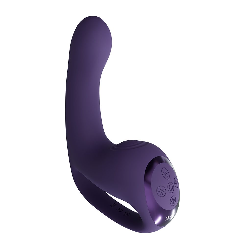 Vive Riko Triple Thumper Vibrator – Black and Gold Silicone Triple Motor Design with Curved Shaft and Finger Extension