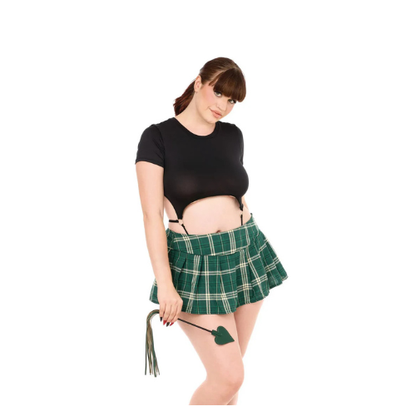 Sportsheets Indica dual impact crop in emerald green with gold accents