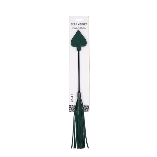 Sportsheets Indica dual impact crop in emerald green with gold accents