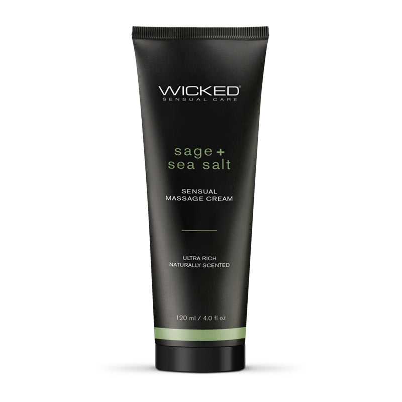 Wicked Sensual Massage Cream – Sage & Sea Salt jar with botanical ingredients
