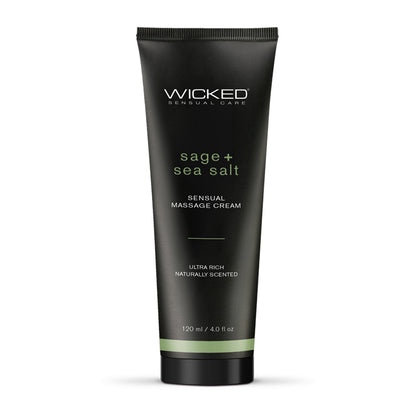 Wicked Sensual Massage Cream – Sage & Sea Salt jar with botanical ingredients