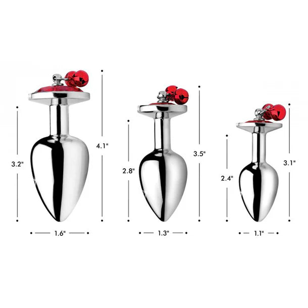 Red Gem with Bells Anal Plug Set