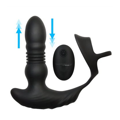 Remote Control Thrusting Silicone Plug & Cock Ring Vibrator