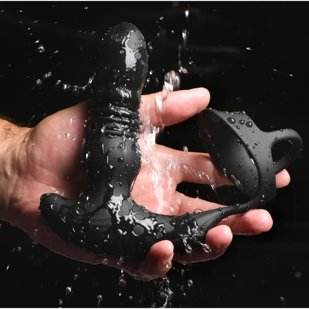 Remote Control Thrusting Silicone Plug & Cock Ring Vibrator