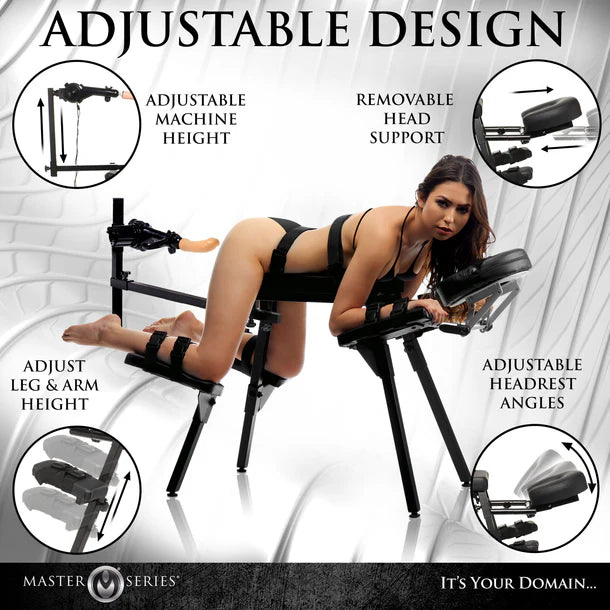 Master Series obedience bench with adjustable pads and integrated thrusting machine