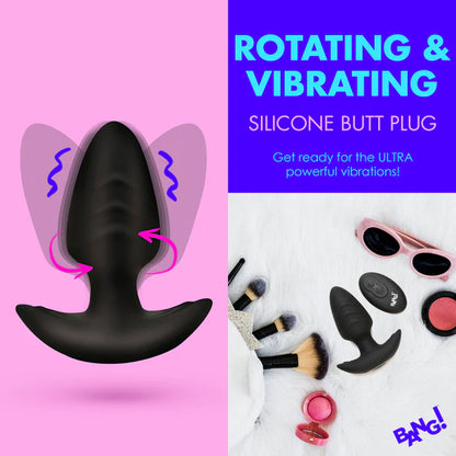 Rotating & Vibrating Silicone Anal Plug w/ Remote