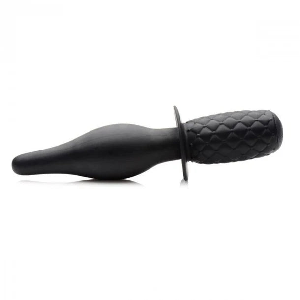 Ass Thumpers The Drop Vibrating Anal Thruster – Premium black silicone anal plug with wide bulb and textured handle for deep stimulation