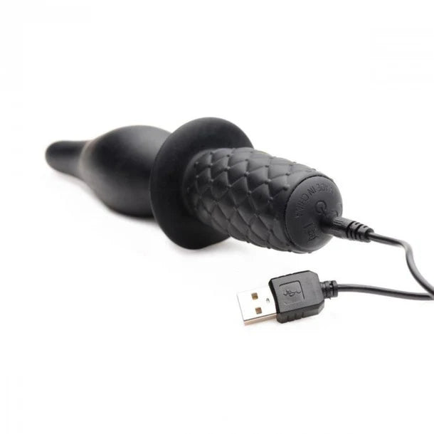 Ass Thumpers The Drop Vibrating Anal Thruster – Premium black silicone anal plug with wide bulb and textured handle for deep stimulation