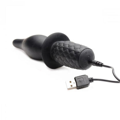 Ass Thumpers The Drop Vibrating Anal Thruster – Premium black silicone anal plug with wide bulb and textured handle for deep stimulation