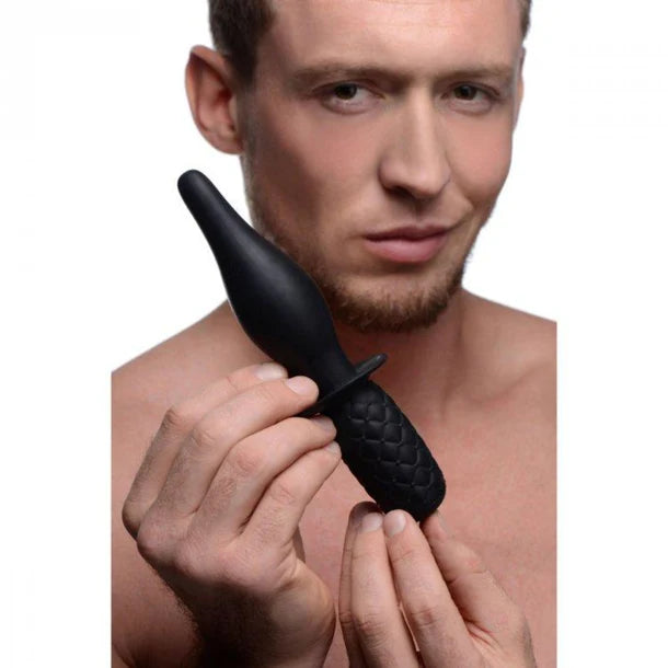 Ass Thumpers The Drop Vibrating Anal Thruster – Premium black silicone anal plug with wide bulb and textured handle for deep stimulation