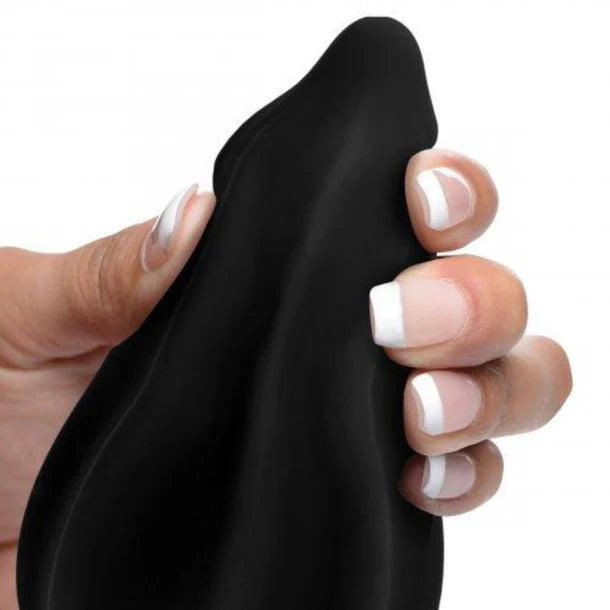 “Ass Thumpers The Assterisk 10X Ribbed Vibrating Plug – Black silicone textured anal plug with remote control and ridged body, 4.2 inch insertable”