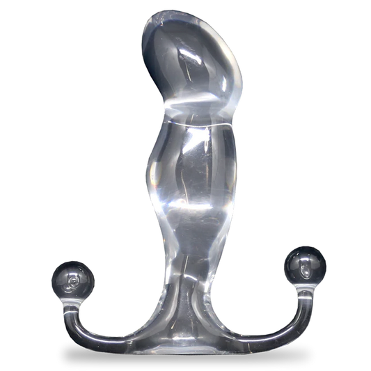 Aneros Progasm Ice (clear) side angle with perineum tab