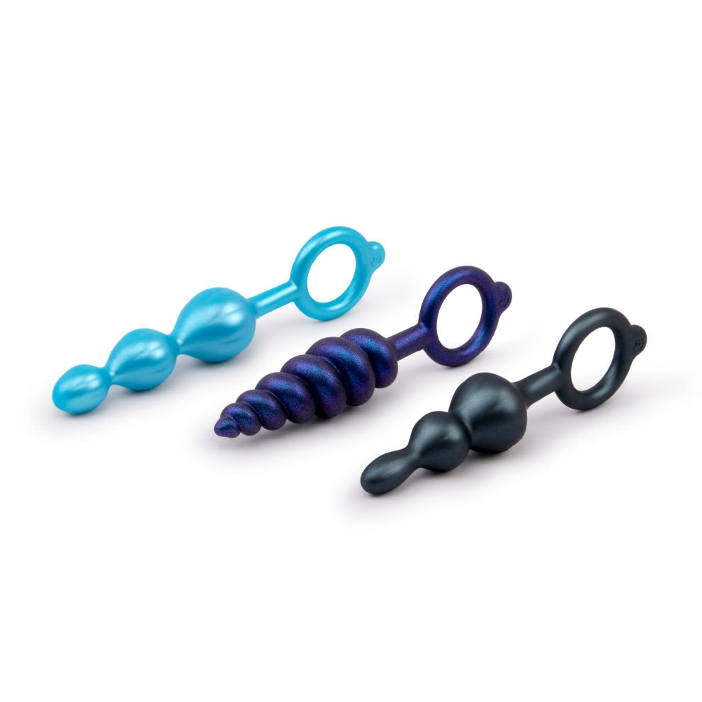 b-Vibe Beaded Butties Bundle – Full 3-Piece Anal Plug Set Display