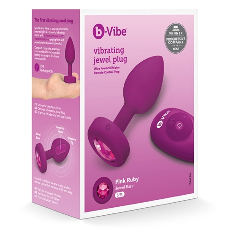 b-Vibe Vibrating Jewel Plug – Small/Medium size anal plug with sparkling jewel base and remote control