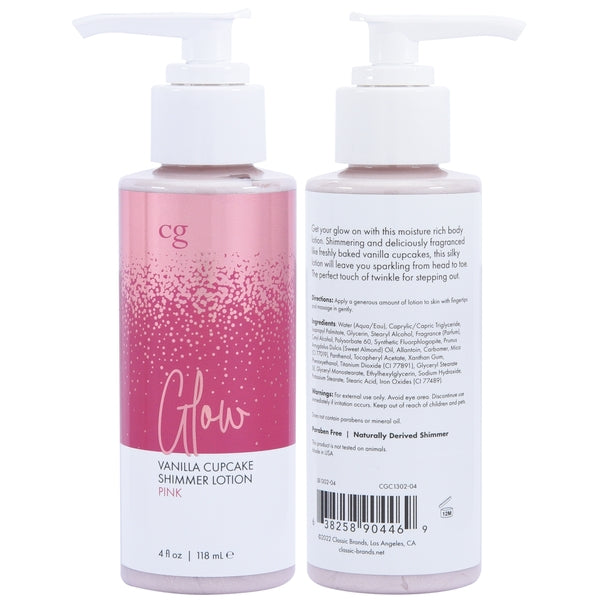 CG Glow Shimmer Lotion Vanilla Cupcake – Body Shimmer Lotion with Moisturizer and Sweet Scent in 4 oz Tube