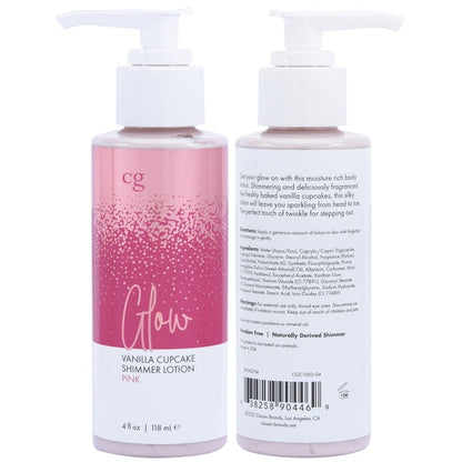 CG Glow Shimmer Lotion Vanilla Cupcake – Body Shimmer Lotion with Moisturizer and Sweet Scent in 4 oz Tube