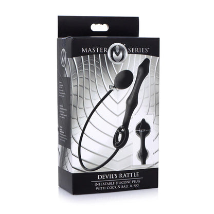 Devils Rattle Inflatable Silicone Anal Plug with Cock and Ball Ring